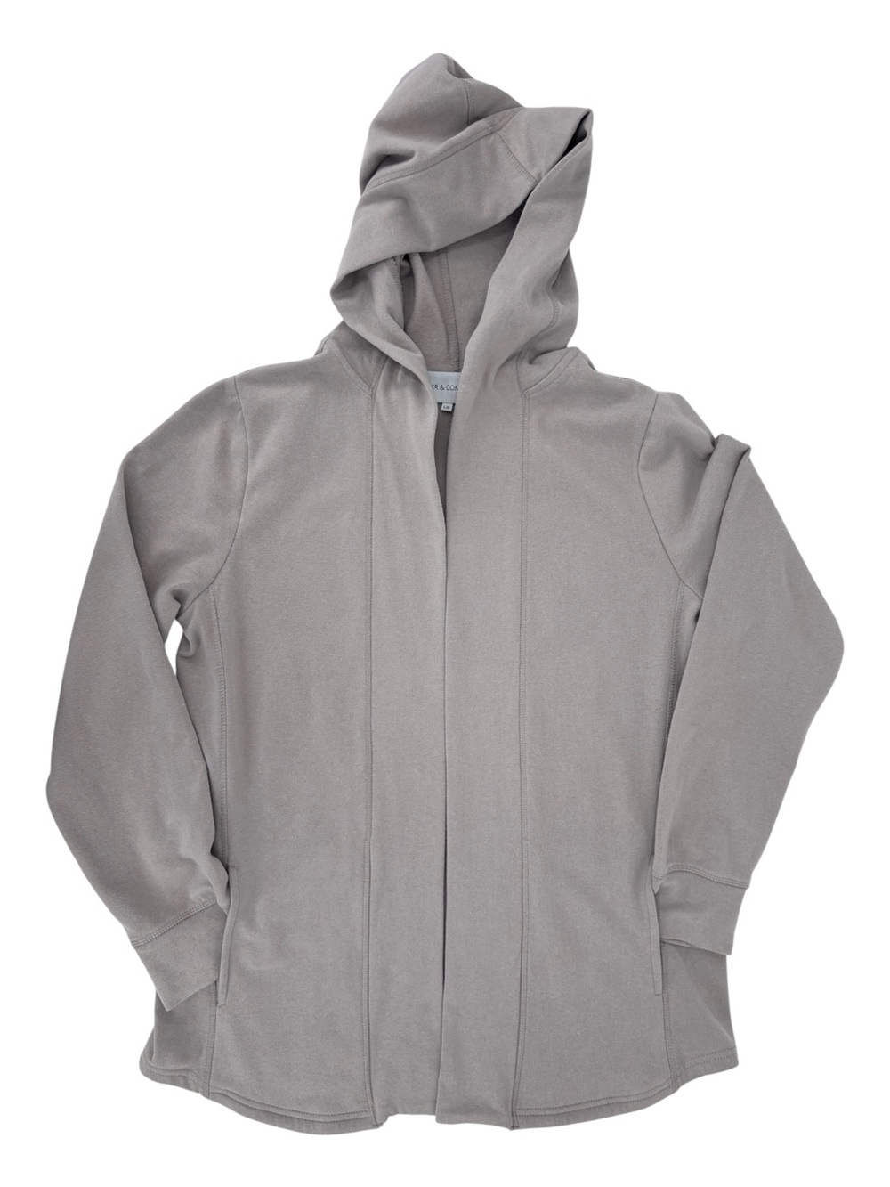 DKR & Company Light Taupe Open Front Hoodie, Large